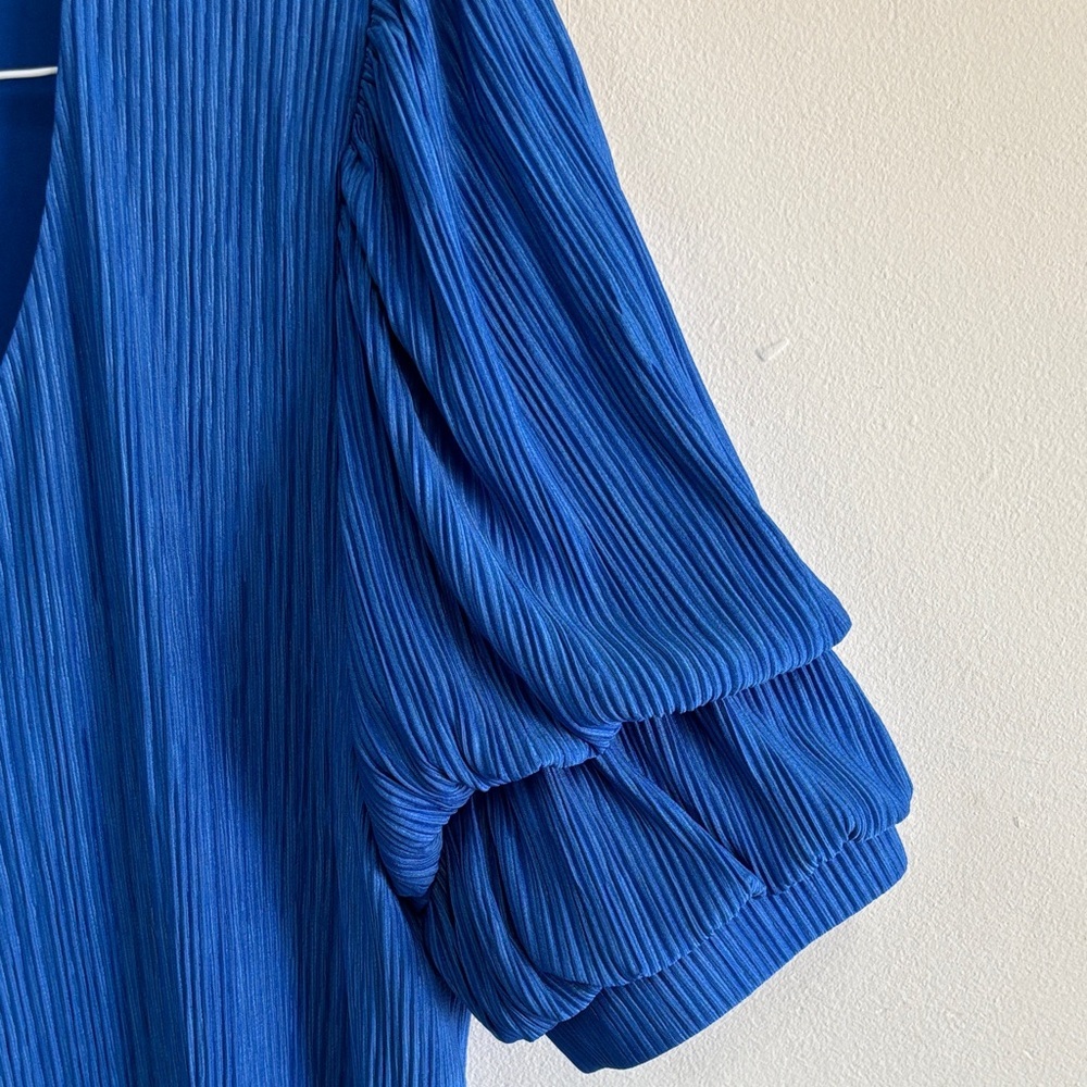 Chico's Vibrant Blue Pleated Blouse - Picture 3 of 4